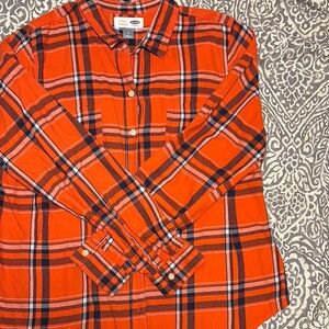 Old Navy Women Orange and blue Plaid Shirt … gentle used